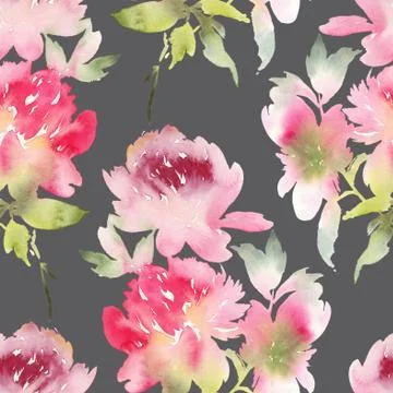 Peony seamless pattern Stock Illustration