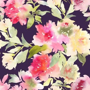 Peony seamless pattern. Stock Illustration