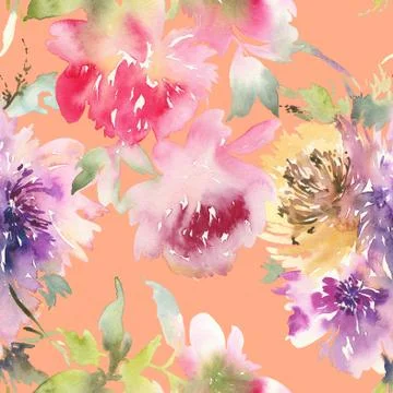 Peony seamless pattern Stock Illustration