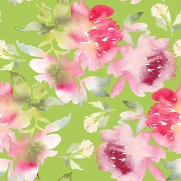 Peony seamless pattern Stock Illustration