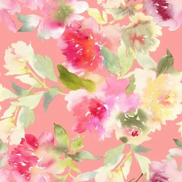 Peony seamless pattern Stock Illustration