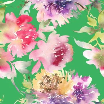 Peony seamless pattern Stock Illustration