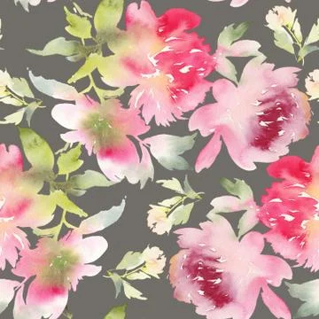 Peony seamless pattern Stock Illustration