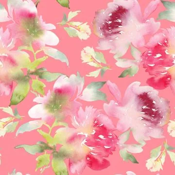 Peony seamless pattern Stock Illustration