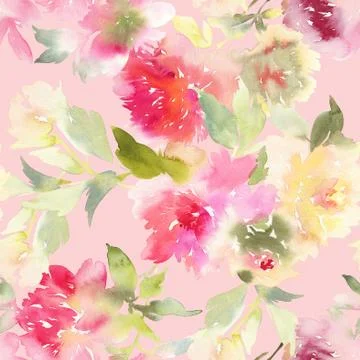 Peony seamless pattern Stock Illustration