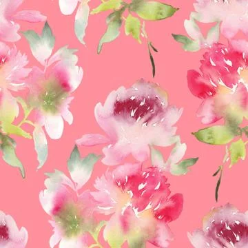 Peony seamless pattern Stock Illustration