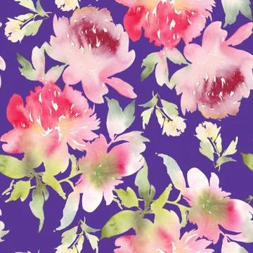 Peony seamless pattern Stock Illustration