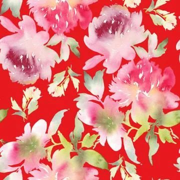 Peony seamless pattern Stock Illustration
