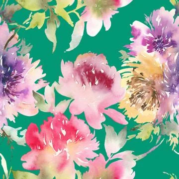 Peony seamless pattern Stock Illustration