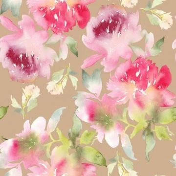 Peony seamless pattern Stock Illustration
