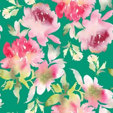 Peony seamless pattern Stock Illustration