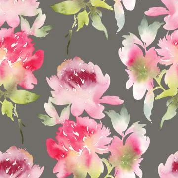 Peony seamless pattern Stock Illustration