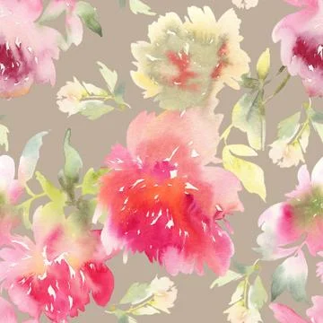 Peony seamless pattern Stock Illustration