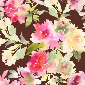 Peony seamless pattern Stock Illustration