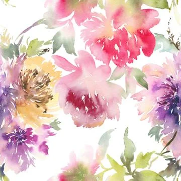 Peony seamless pattern Stock Illustration
