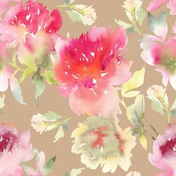 Peony seamless pattern Stock Illustration