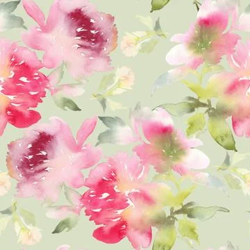 Peony seamless pattern Stock Illustration