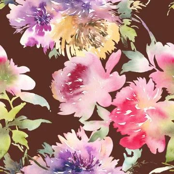 Peony seamless pattern Stock Illustration