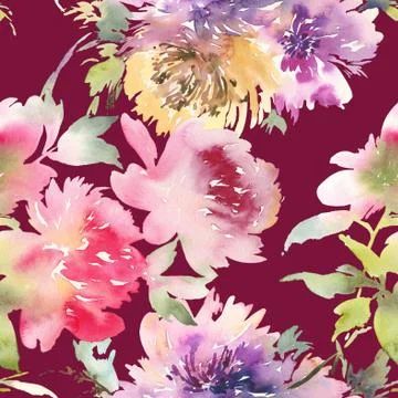 Peony seamless pattern Stock Illustration