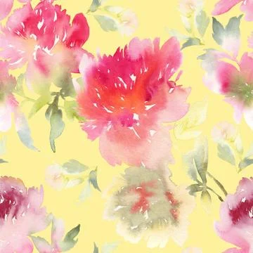Peony seamless pattern Stock Illustration