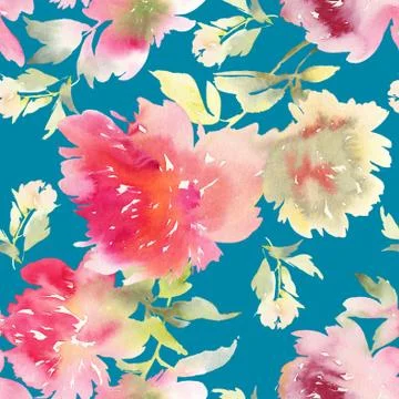 Peony seamless pattern Stock Illustration