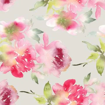 Peony seamless pattern Stock Illustration