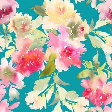 Peony seamless pattern Stock Illustration
