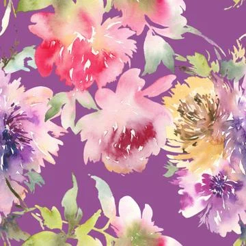 Peony seamless pattern Stock Illustration