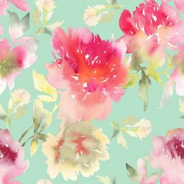 Peony seamless pattern Stock Illustration