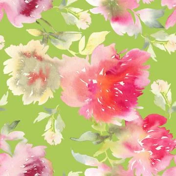 Peony seamless pattern Stock Illustration