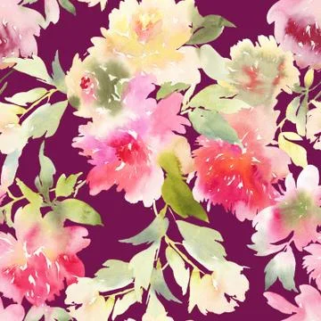 Peony seamless pattern Stock Illustration