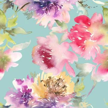 Peony seamless pattern Stock Illustration