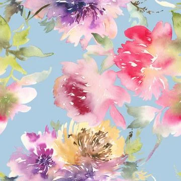 Peony seamless pattern Stock Illustration