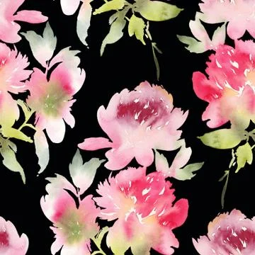 Peony seamless pattern Illustrazione stock