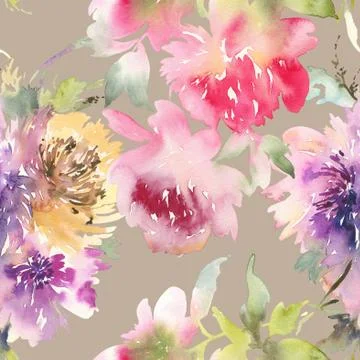 Peony seamless pattern Stock Illustration