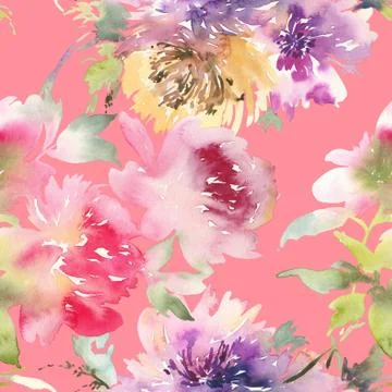 Peony seamless pattern Stock Illustration