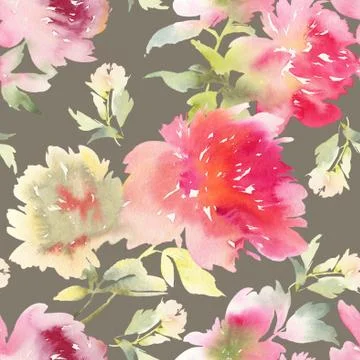 Peony seamless pattern Stock Illustration