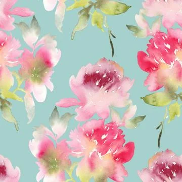 Peony seamless pattern Stock Illustration