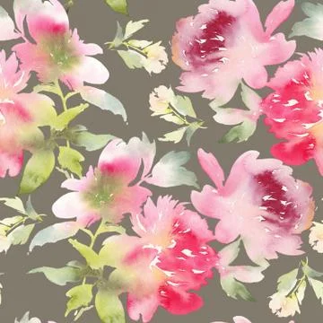 Peony seamless pattern Stock Illustration