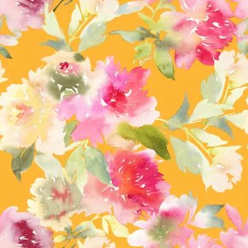 Peony seamless pattern Stock Illustration