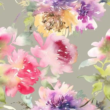 Peony seamless pattern Stock Illustration