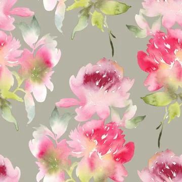 Peony seamless pattern Stock Illustration