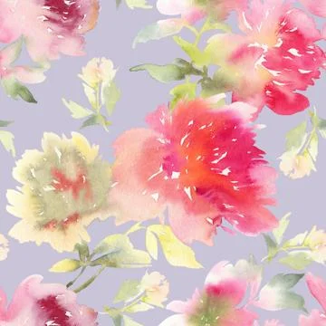 Peony seamless pattern Stock Illustration