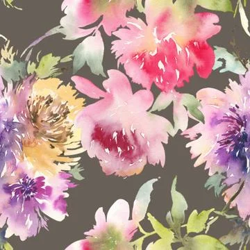Peony seamless pattern Stock Illustration