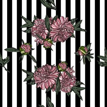 Peony seamless pattern Illustrazione stock