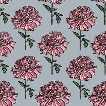 Peony seamless pattern Stock Illustration