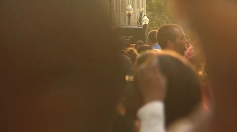 People-24, Crowd, Backlit slow motion, walking &amp; standing Stock Footage 41915096