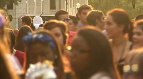 People-25, crowd, slow motion, golden backlight, walking &amp; standing Stock Footage 41914868