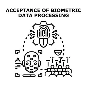 People accepting biometric data processing and privacy protection Illustrazione stock