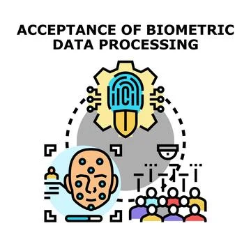 People accepting biometric data processing and privacy protection Stock Illustration